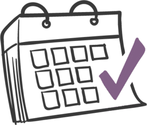 calendrier de l'éditrice freelance avec un check violet