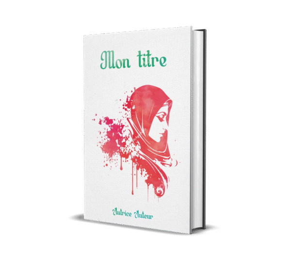 La couverture présente un fond blanc texturé. Au centre un visage de femme voilée dans des tons rouges. En haut un titre en vert dans une police travaillée. En bas le nom de l'auteurice en vert dans la même police.
