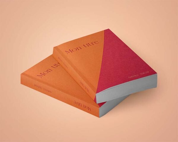 Mock up présentant deux livres empilés sur un fond abricot